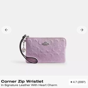 Coach Lilac Patent Signature Wristlet